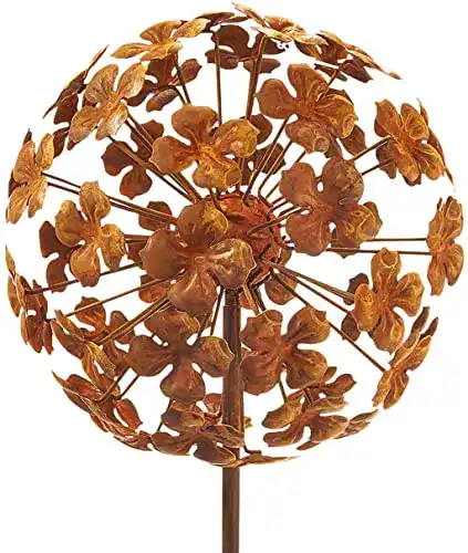 Rosenkugel Gartenstecker Rusty Flower Ball 110 cm aus Metall