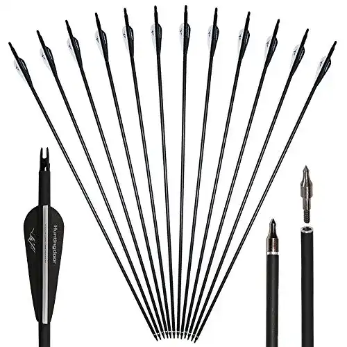 Huntingdoor Armbrustpfeile 12er Pack 30 Zoll Carbonpfeile Jagdpfeile