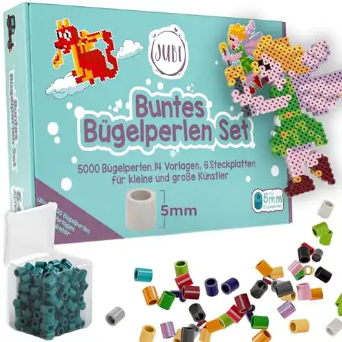 Bügelperlen Jubi Set mit 15 Boxen und 6 Steckplatten