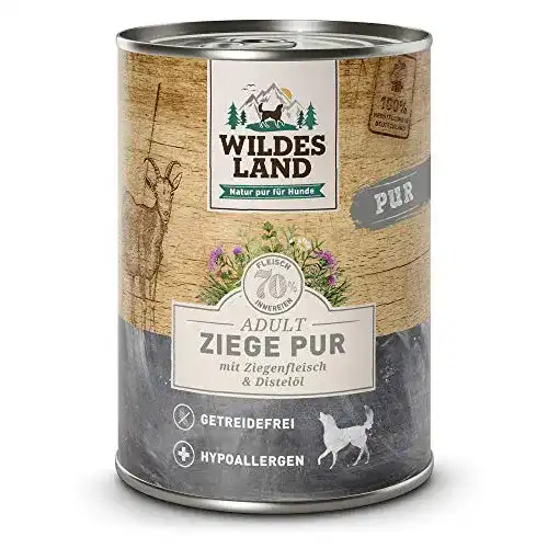 Wildes Land Hundefutter Ziege PUR 6 x 400 g