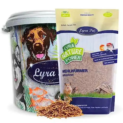 Mehlwürmer Lyra Pet 5 kg getrocknet in 30 Liter Tonne