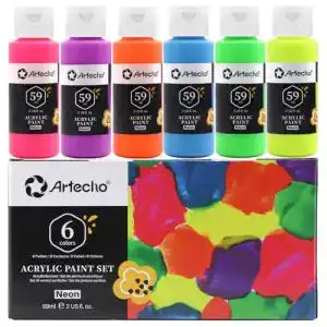 Neonfarben Artecho fluoreszierende Farbe für Schwarzlicht 6×59 ml