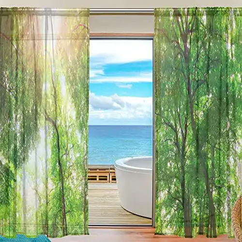 Fotogardinen Alaza FFY Go Fenstervorhänge mit tropischem Waldmotiv