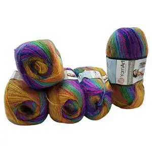 Mohair-Wolle YarnArt Angora Active 5 x 100 g mehrfarbig mit Farbverlauf