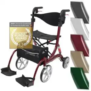 Rollator mit Fußstützen von Bescomedical – 2-in-1 Modell M Bordeauxrot