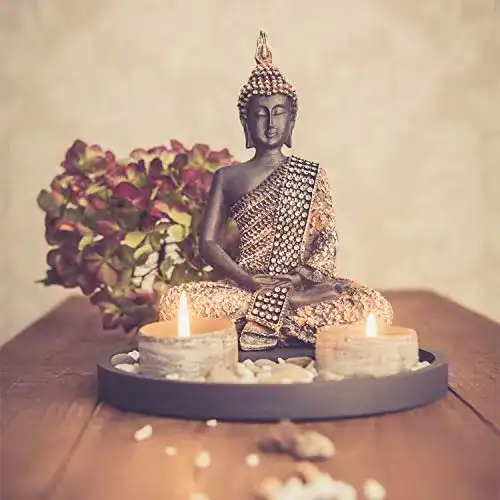 Buddha-Figur Dszapaci Sitzend mit Teelicht 22 cm Deko-Statue