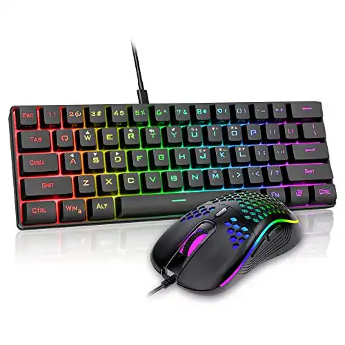 RedThunder Mini-Gaming-Tastatur Set mit Maus und RGB-Beleuchtung