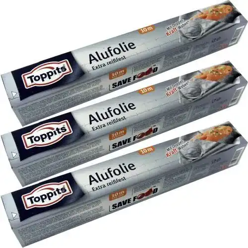 Toppits Aluminiumfolie – Drei extra reißfeste Rollen