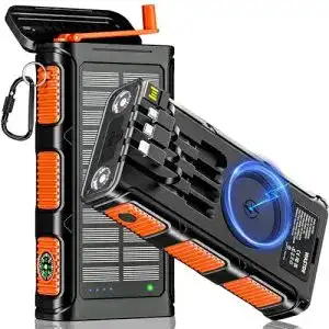 Outdoor-Powerbank Wastde Wireless Solar Powerbank 26800mAh mit Handkurbel