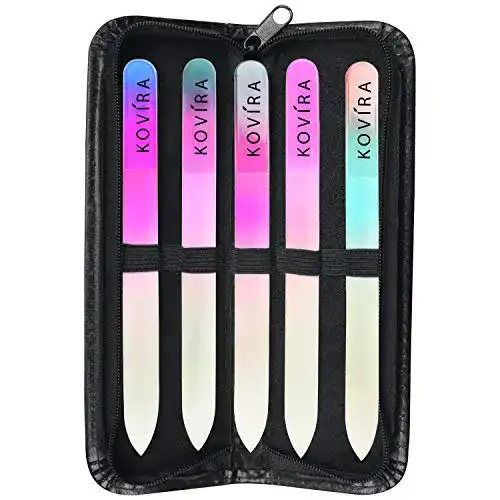 Kovira Glasnagelfeile mit Etui – 5 Stück für Nagelpflege
