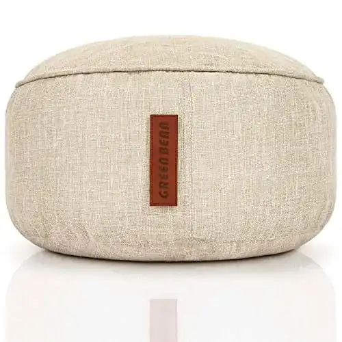 Pouf Green Bean Sitzsack-Hocker Home Linen rund 45×25 cm mit EPS-Perlen