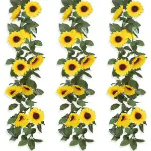 Blumengirlande Rollway – 3 Stück Künstliche Sonnenblumen 2,25m