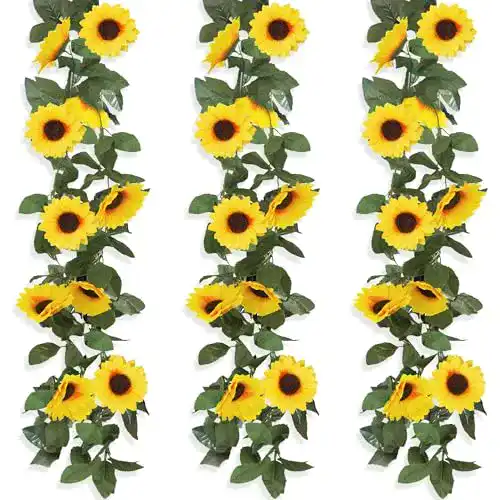 Blumengirlande Rollway – 3 Stück Künstliche Sonnenblumen 2,25m