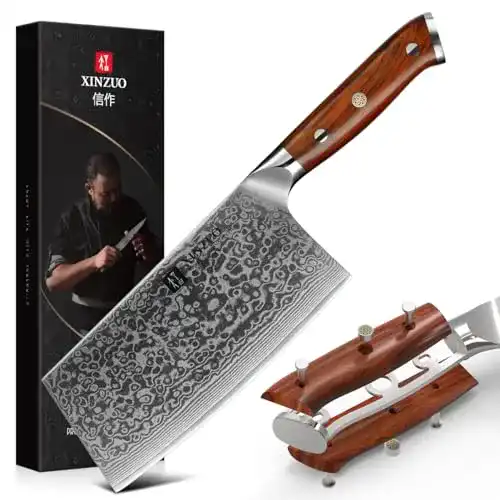 Xinzuo Hackmesser aus Damaststahl, 18 cm – Hochwertiges Küchenmesser