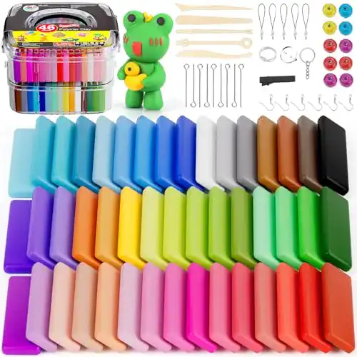 Knete iFergoo Starter Set mit 46 Farben und 1,5 kg Polymer Clay