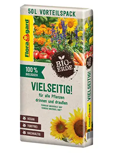 Floragard Bio-Erde für Zimmerpflanzen, vielseitig einsetzbar, 50 Liter