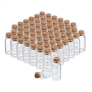 Glasfläschchen mit Korken, transparent, 60 Stück, Mini, 10 ml