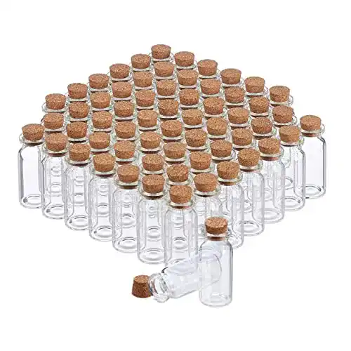 Glasfläschchen mit Korken, transparent, 60 Stück, Mini, 10 ml