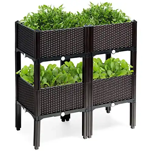 Kunststoff Hochbeet Set von Costway, 4 Pflanzboxen für den Garten