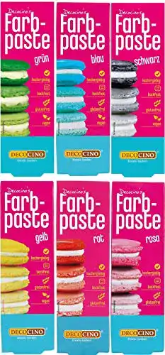 Decocino Lebensmittelfarbe Farbpaste-Set, 6 x 25 g in verschiedenen Farben