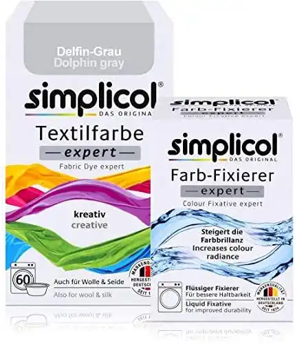 Textilfarbe Simplicol Expert Kombipack mit Farbfixierer, Delfin-Grau