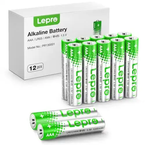 Lepro AAA-Alkalibatterien 12 Stück 1,5 V 1200 mAh für zuverlässige Energie