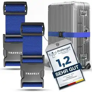 Koffergurt Travely Premium – Sicheres Gepäckband mit Namensschildern