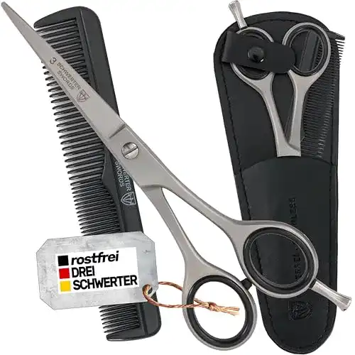 Friseurscheren von Drei Schwerter – Rostfreie Haarschere mit Etui und Zubehör