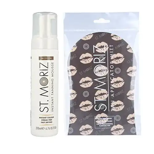 St. Moriz Instant Self Tanning Mousse in Medium mit Bräunungshandschuh
