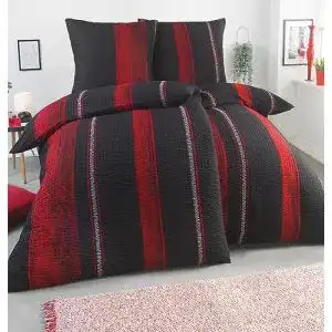 Seersucker Bettwäsche FELLANO 4-teilig Set 135×200 mit Kissenbezügen
