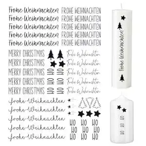 Wasserschiebefolie Fräulein Lotti für Kerzen im Weihnachtsdesign