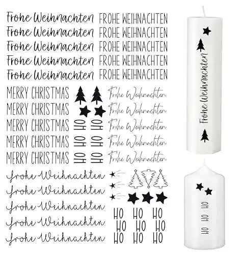 Wasserschiebefolie Fräulein Lotti für Kerzen im Weihnachtsdesign