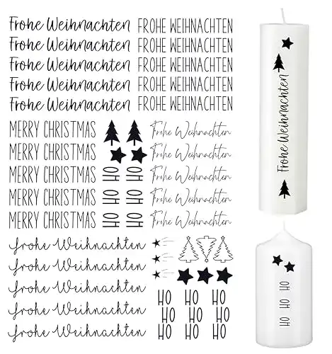 Wasserschiebefolie Fräulein Lotti für Kerzen im Weihnachtsdesign