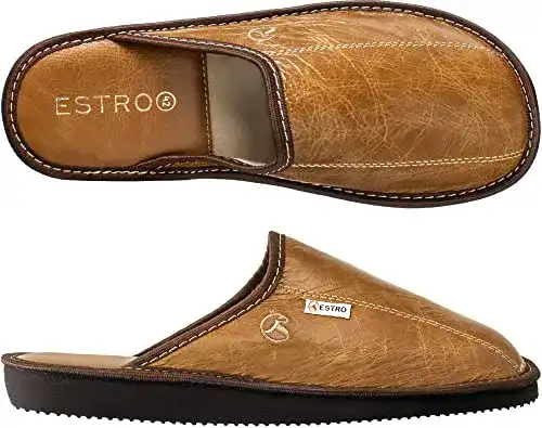 Hausschuhe aus Leder für Herren Pantoffeln und Slipper für Zuhause