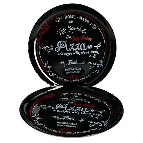 Pizzateller MamboCat 2er-Set Nero in schwarz, Ø 32cm, groß