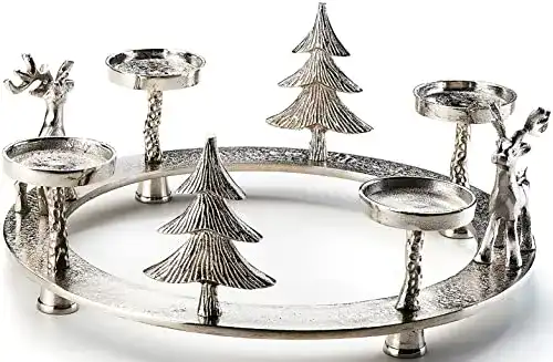 Adventskranz Kobolo Kerzenhalter und Teelichthalter in Silber