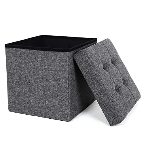 Sitzhocker mit Stauraum von Songmics, faltbarer Fußhocker