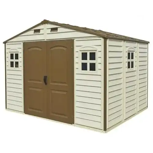 Gerätehaus aus Kunststoff Ezooza Woodside, PVC Gartenhaus 325 x 240 cm
