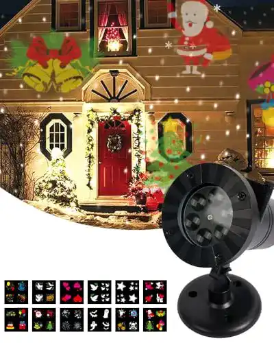 Weihnachtsprojektor mit 12 Folien für Innen und Außen