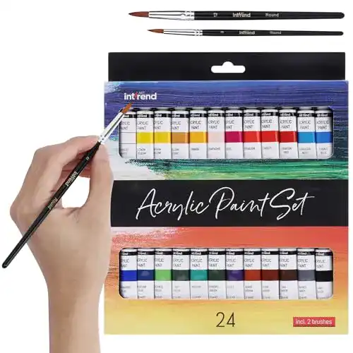 Acrylfarben Set int!rend mit 24 Farben und 2 Pinseln