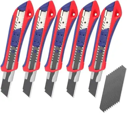 Cuttermesser WORKPRO 5 Stück Set 18mm mit 20 Ersatzklingen