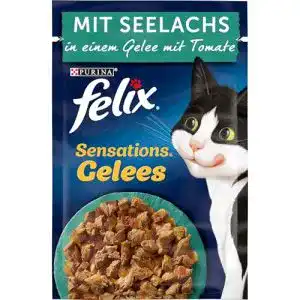 Felix Sensations Gelees Katzenfutter Nass mit Seelachs und Tomate