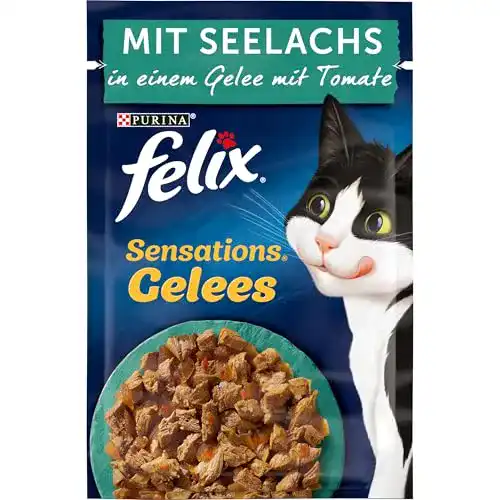 Felix Sensations Gelees Katzenfutter Nass mit Seelachs und Tomate