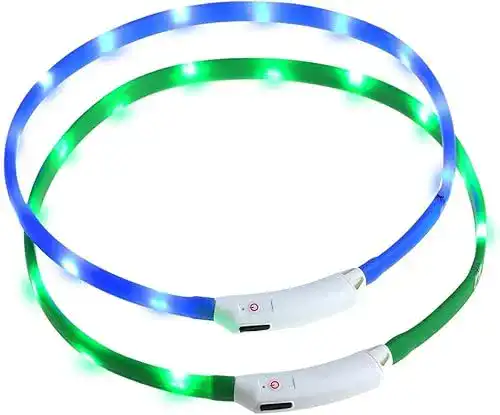 LED Leuchthalsband für Hunde im 2er Set mit USB-Aufladung