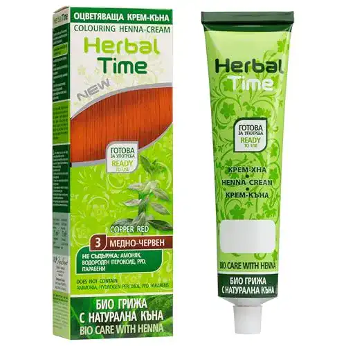 Kupfer Haarfarbe Herbal Time Henna – Natürliche Pflanzenfarbe ohne Chemie