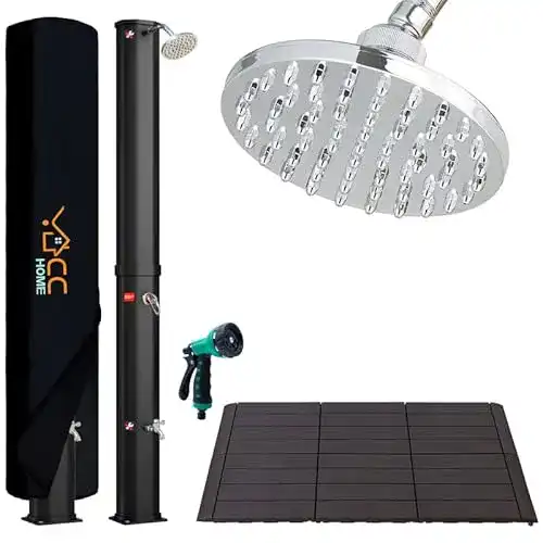 CCLIFE Solardusche 40 Liter mit Kunststoffboden und Handbrause