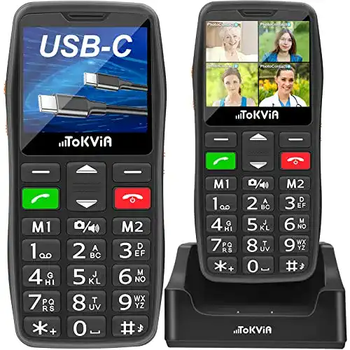 Seniorenhandy Tokvia T102 ohne Vertrag mit Ladestation und USB-C