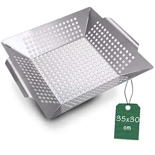 Praknu Grillkorb für Gemüse und Fleisch 3,8 L aus Edelstahl