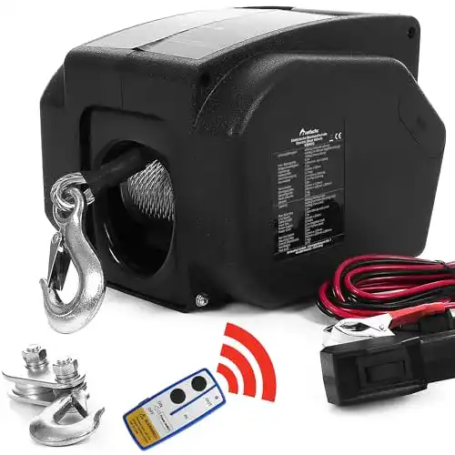 Elektrische Seilwinde Rotfuchs 12V für Bootstrailer mit Funkfernbedienung