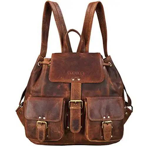 Lederrucksack Stilord ‚Larissa‘ Großer Echtleder Rucksack für Damen